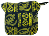 Pochette Trousse wax noir doré tissu africain Adinkra gye nyame 