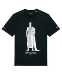 T.shirt homme coton bio dessin homme africain tenue traditionnelle akan Ashanti roi pagne couronne noir blanc marque immortel paris kemet market