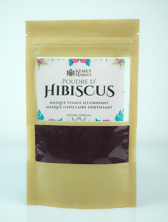 Poudre d'hibiscus naturel bio pour masque visage illuminant anti tache capillaire nourrissant et revitalisant poudre végétale - Soins cheveux naturels KemetMarket