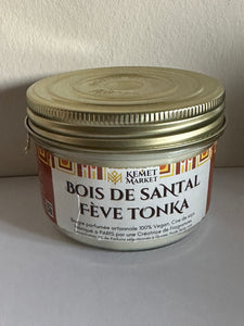 Bougie artisanale parfumée Bois de Santal - Fève Tonka