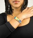 Bracelet Wax Fleur de mariage Bleu Jaune