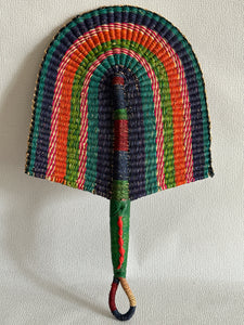 Éventail africain bolga tissé solide décoration murale Ghana Multicolore noir  beige violet vert cuir jaune orange 