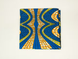 foulard wax africain, bleu jaune orange pattern foulard africain, tissu wax, headwrap africain, turban africain, accessoire africain, foulard en wax, mode africaine, Kemet Market
