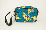 Pochette-sortie-multicolore-wax-mariage-fleurs-africaine-bleu-jaune-bandouliere-sac-à-main-tissu-africain-petit-sac-Kemet-market
